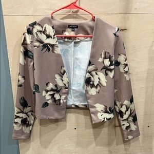 Women's Floral Blazer Jacket - Brown and Cream